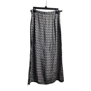 L'Amadei Maxi Skirt Black‎ & Gray Damask Print High Waist Elegant Size 14